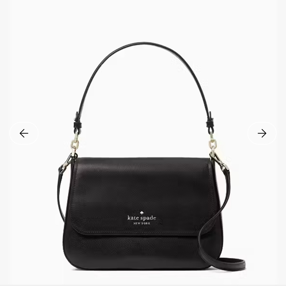 Kate Spade Black Staci Saffiano Leather Flap Shoulder Bag